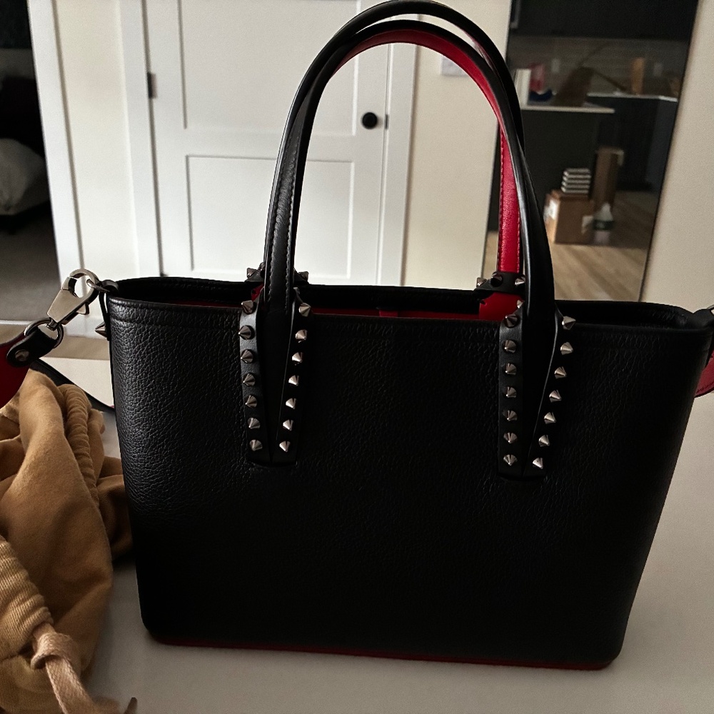 CHRISTIAN LOUBOUTIN Cabata mini spiked textured-leather tote